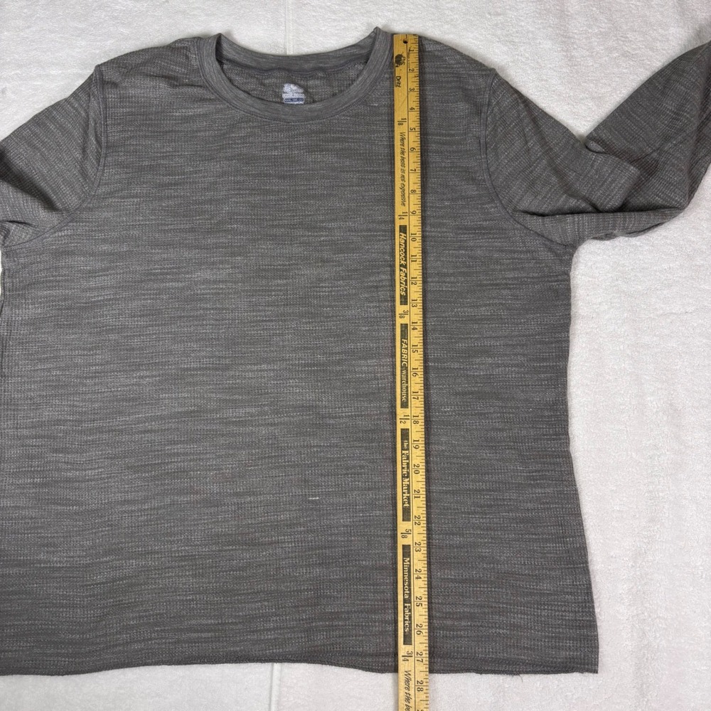 Fruit of the Loom Mens XXXL 3XG Long Sleeve Gray Thermal Knit Crewneck Shirt - Picture 5 of 9